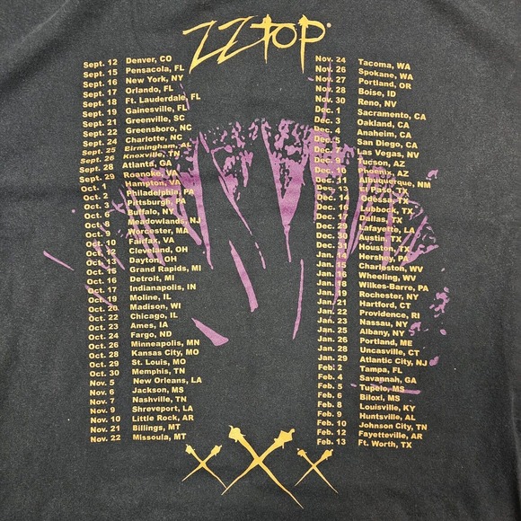 Vintage Zz Top Tshirt Mens Large 1999 Xxx Concert Tour Band 90s Giant Y2k Skater - Picture 6 of 9